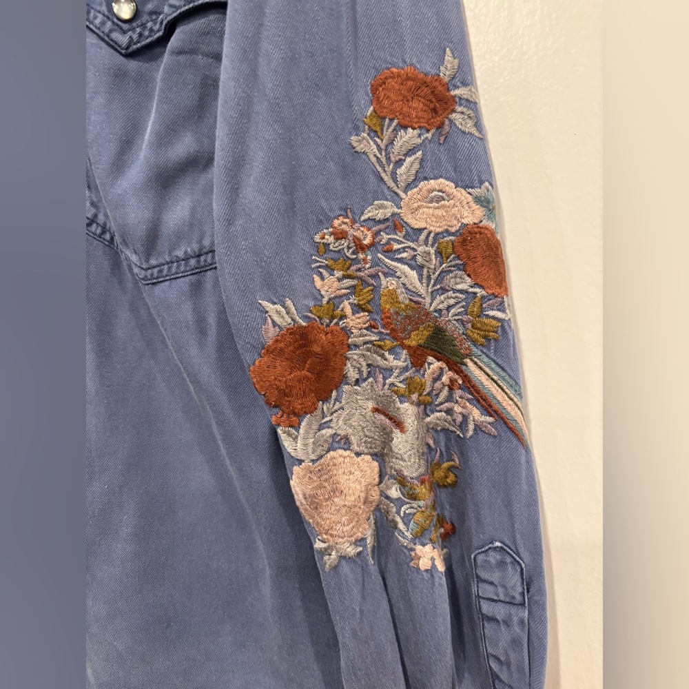 Sundance Suzette Frontier Embroidered Denim Shirt Size pS - Picture 4 of 7